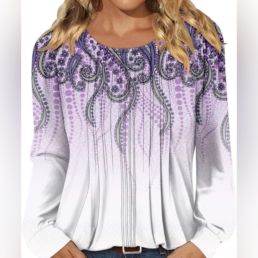 Chic Women's Purple and White Blouse